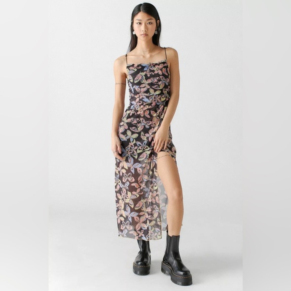 Urban outfitters butterfly, print, wild, seam slip dress